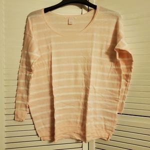 Light pink and white striped long sleeve top